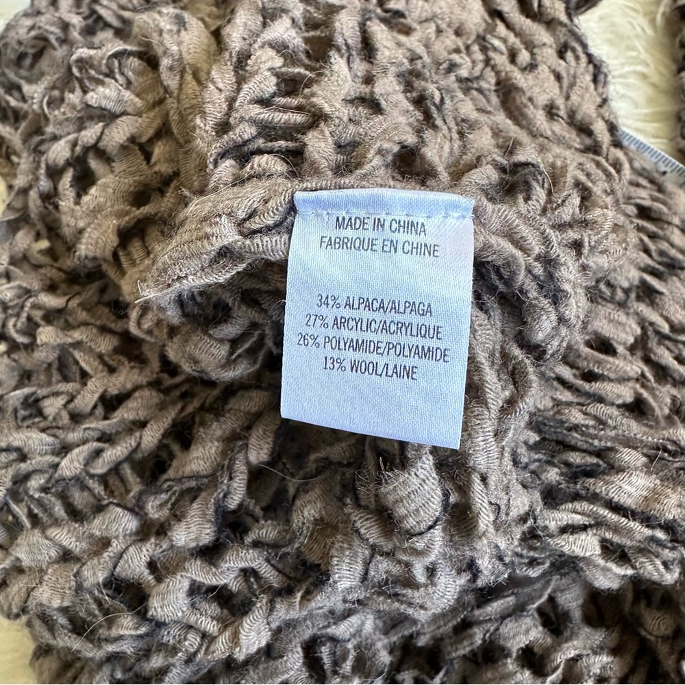 Helmut Lang tattered tape taupe asymmetrical alpaca wool blend sweater open knit - Picture 8 of 12